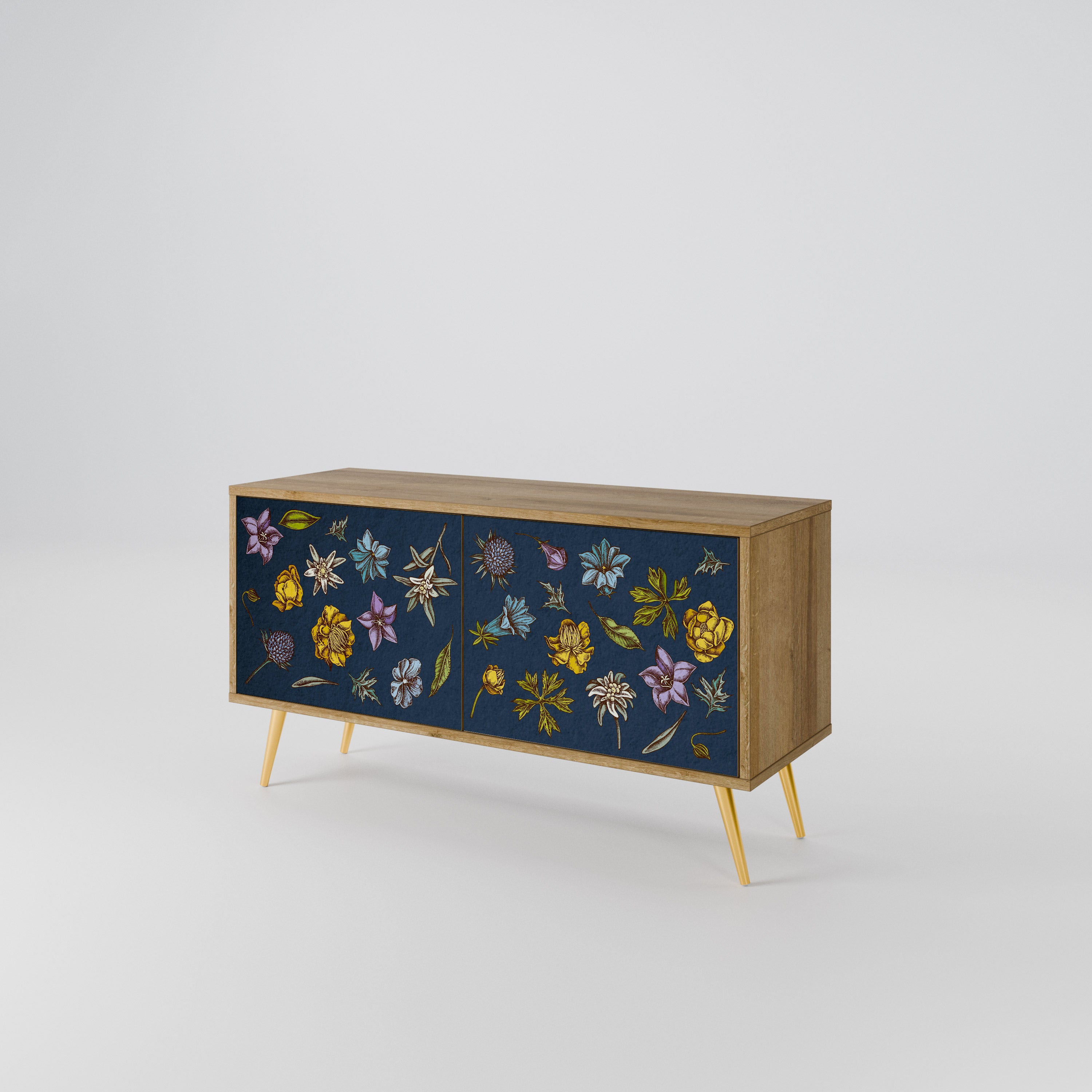FLOWERS ON NAVY BLUE Mueble de TV Compacto de 2 puertas