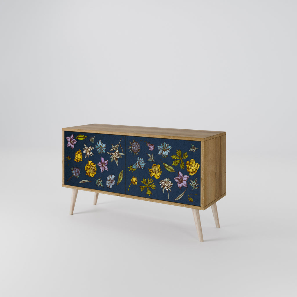 FLOWERS ON NAVY BLUE Mueble de TV Compacto de 2 puertas