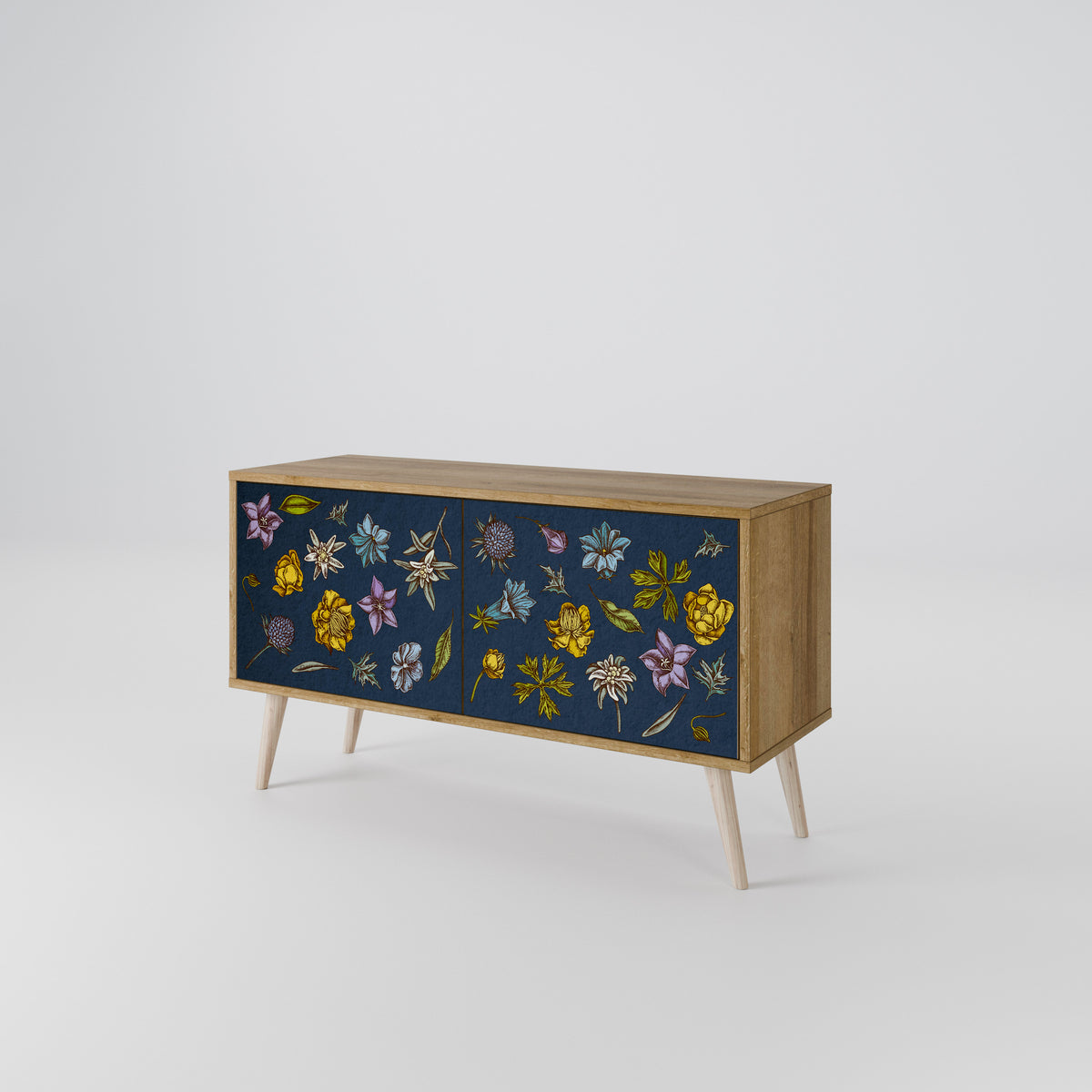 FLOWERS ON NAVY BLUE Mueble de TV Compacto de 2 puertas
