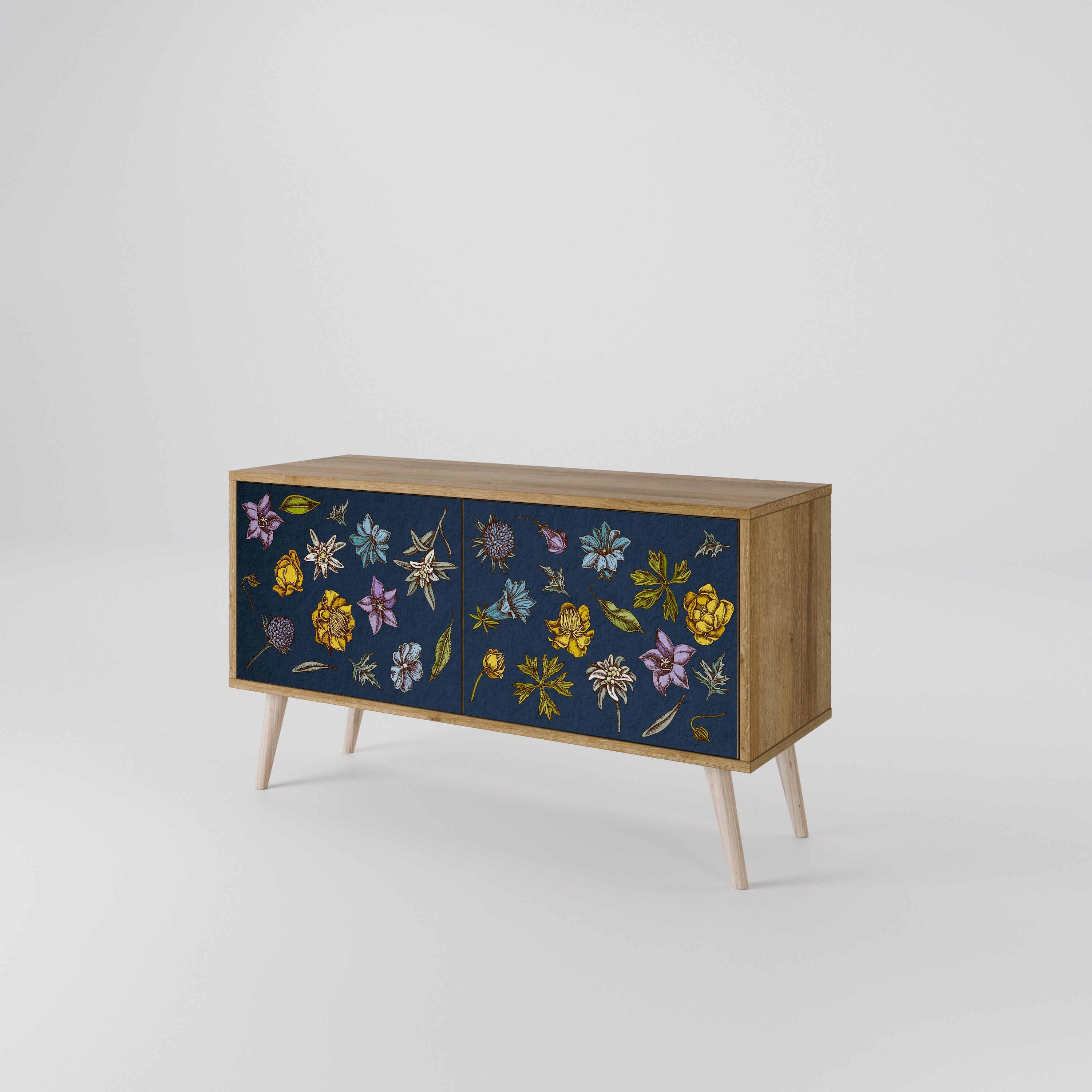 FLOWERS ON NAVY BLUE Mueble de TV Compacto de 2 puertas
