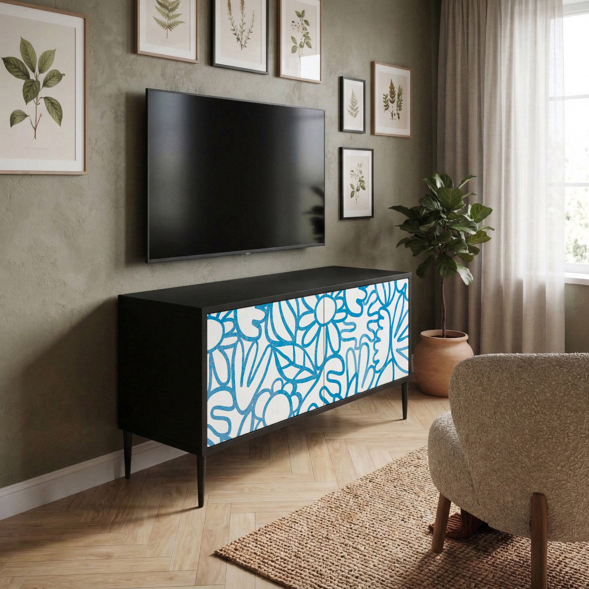 BLOOMY MORNING Mueble de TV Compacto de 2 puertas
