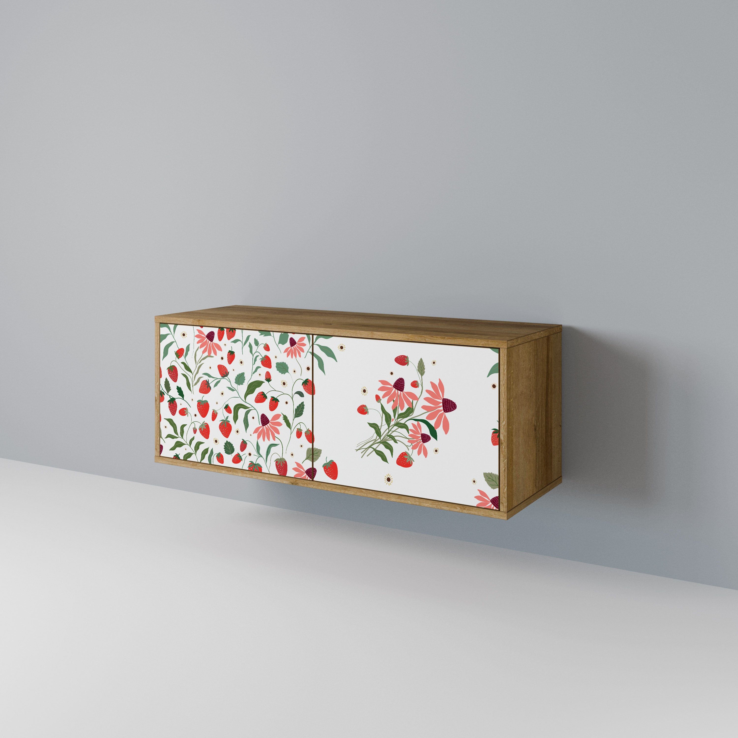 FLOWERS AND STRAWBERRIES Mueble de TV Compacto de 2 puertas