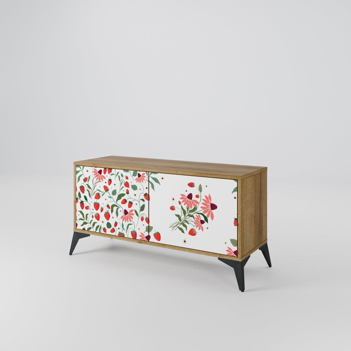 FLOWERS AND STRAWBERRIES Mueble de TV Compacto de 2 puertas