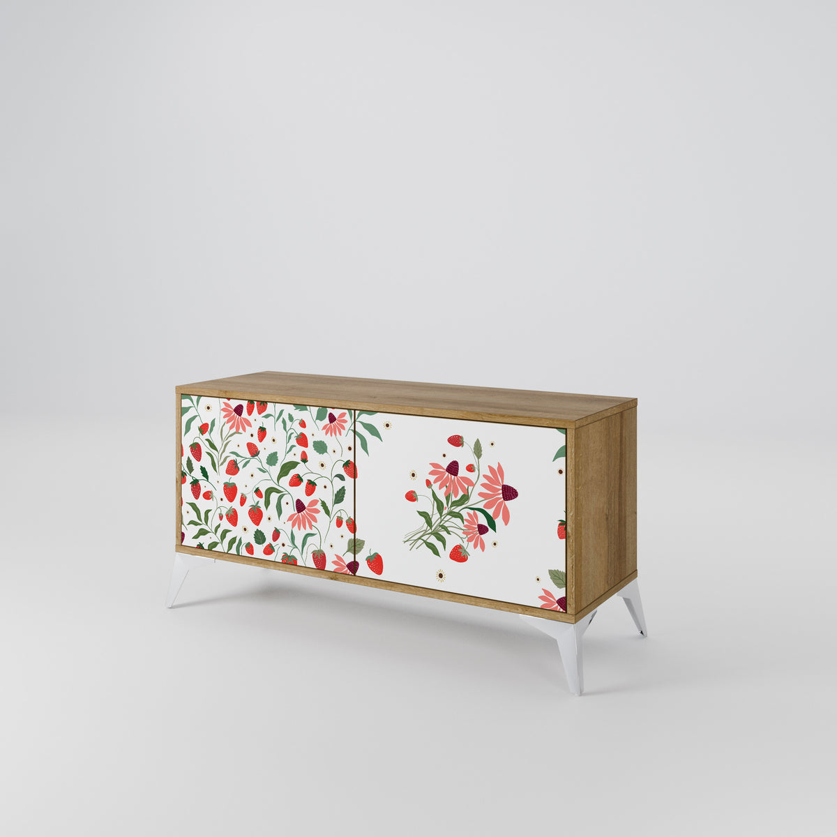 FLOWERS AND STRAWBERRIES Mueble de TV Compacto de 2 puertas