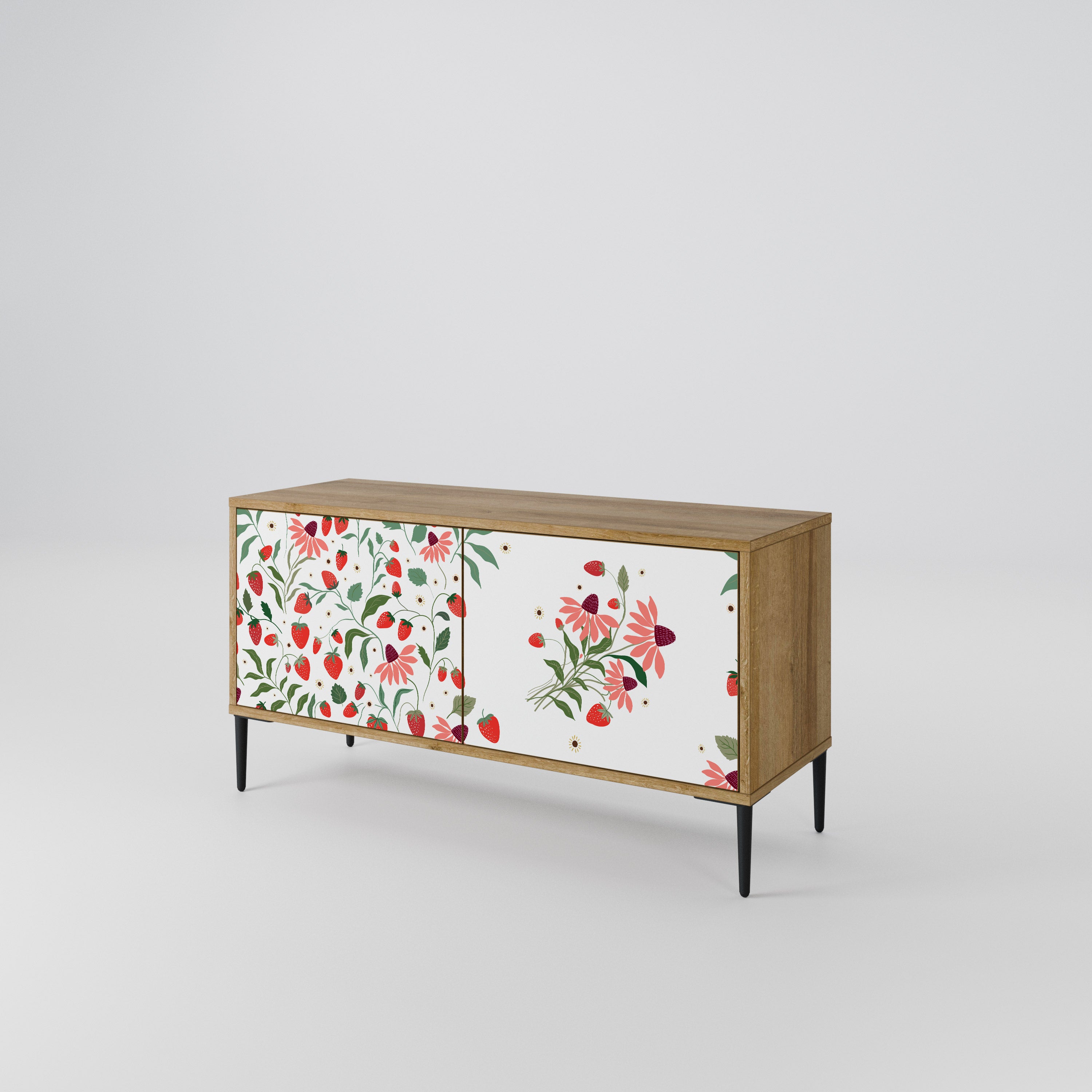 FLOWERS AND STRAWBERRIES Mueble de TV Compacto de 2 puertas