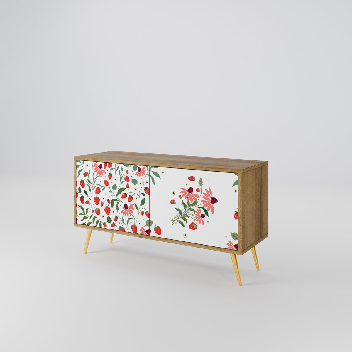 FLOWERS AND STRAWBERRIES Mueble de TV Compacto de 2 puertas