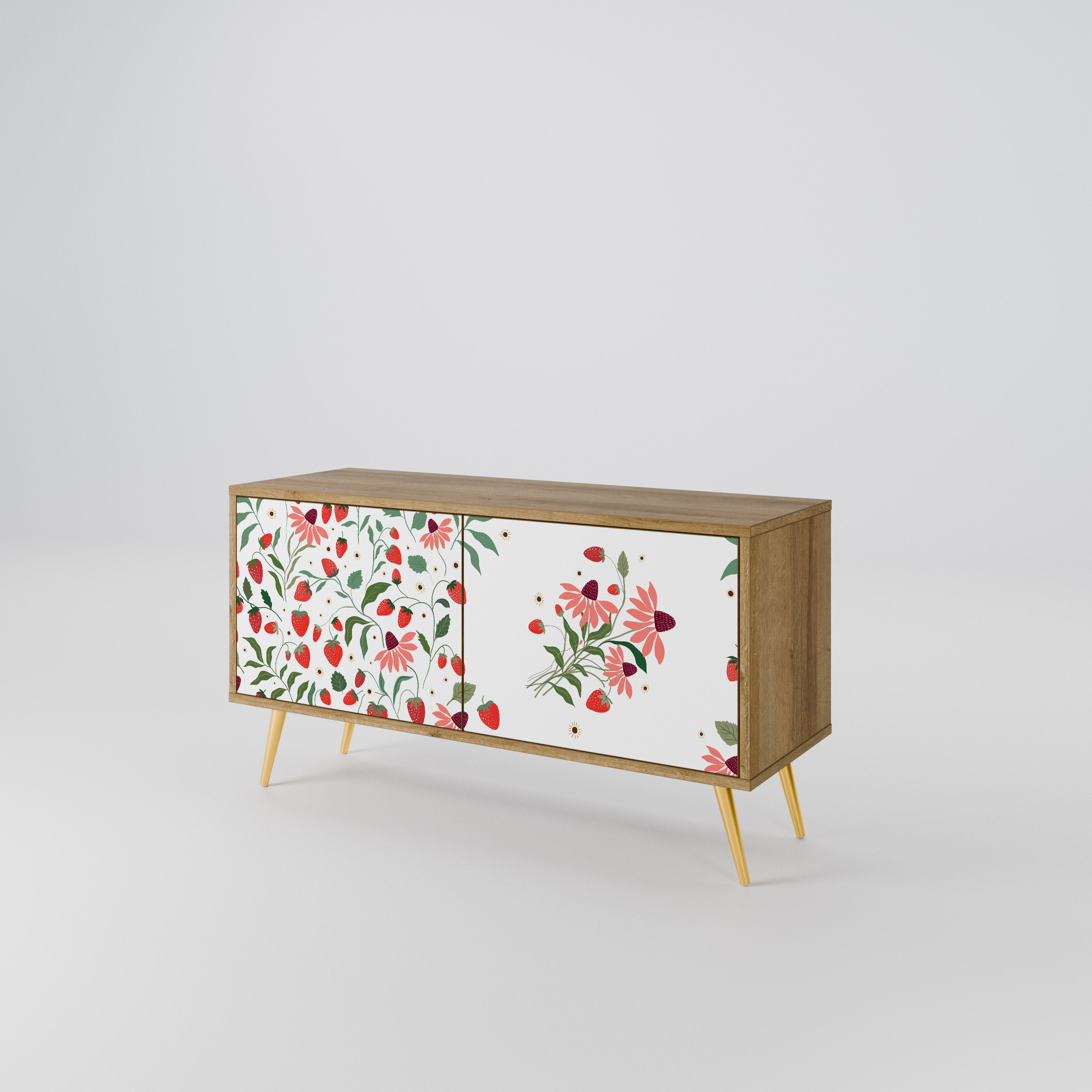 FLOWERS AND STRAWBERRIES Mueble de TV Compacto de 2 puertas