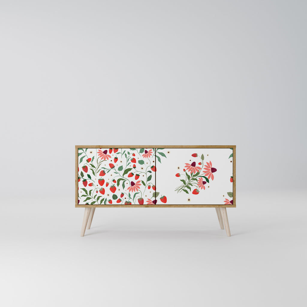 FLOWERS AND STRAWBERRIES Mueble de TV Compacto de 2 puertas