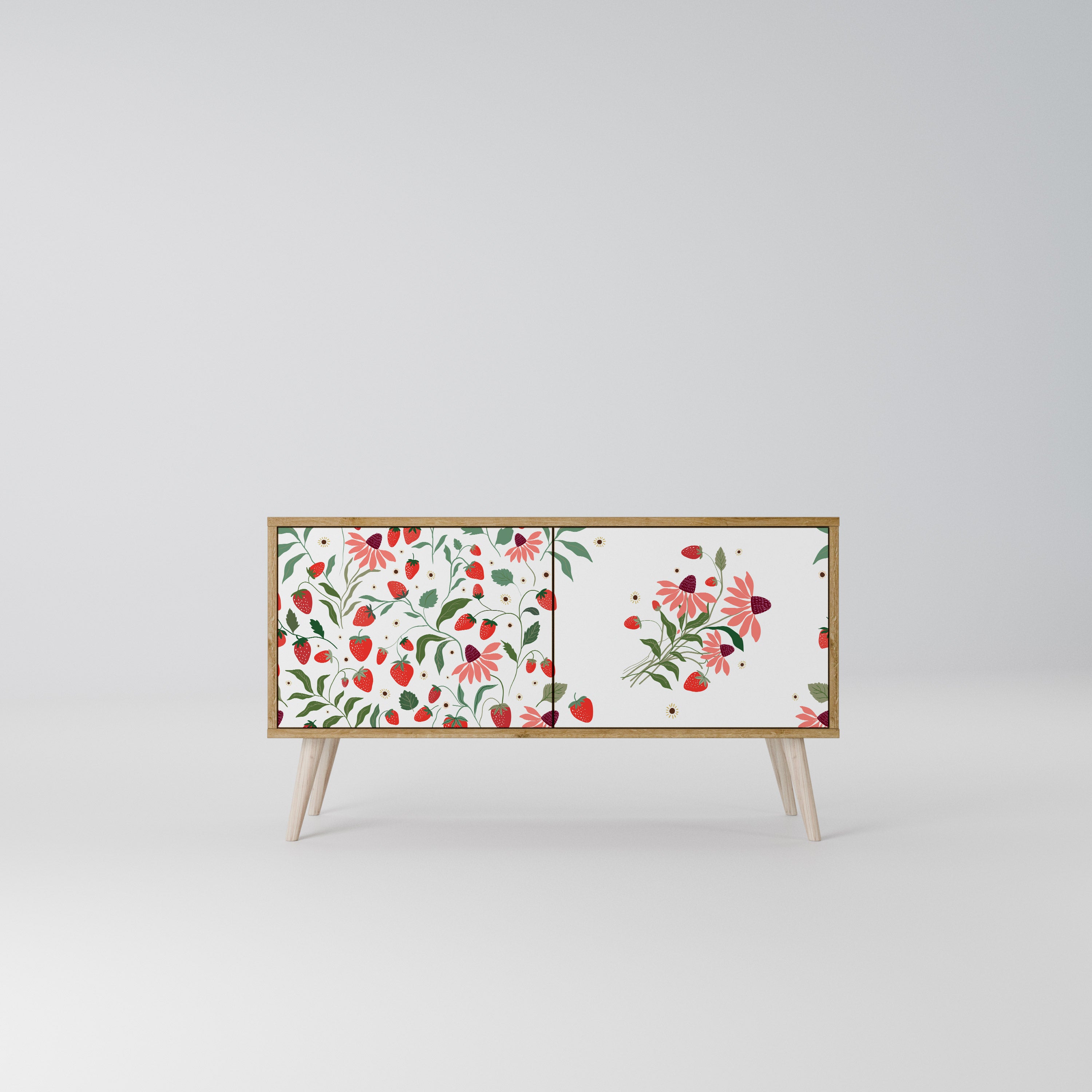 FLOWERS AND STRAWBERRIES Mueble de TV Compacto de 2 puertas