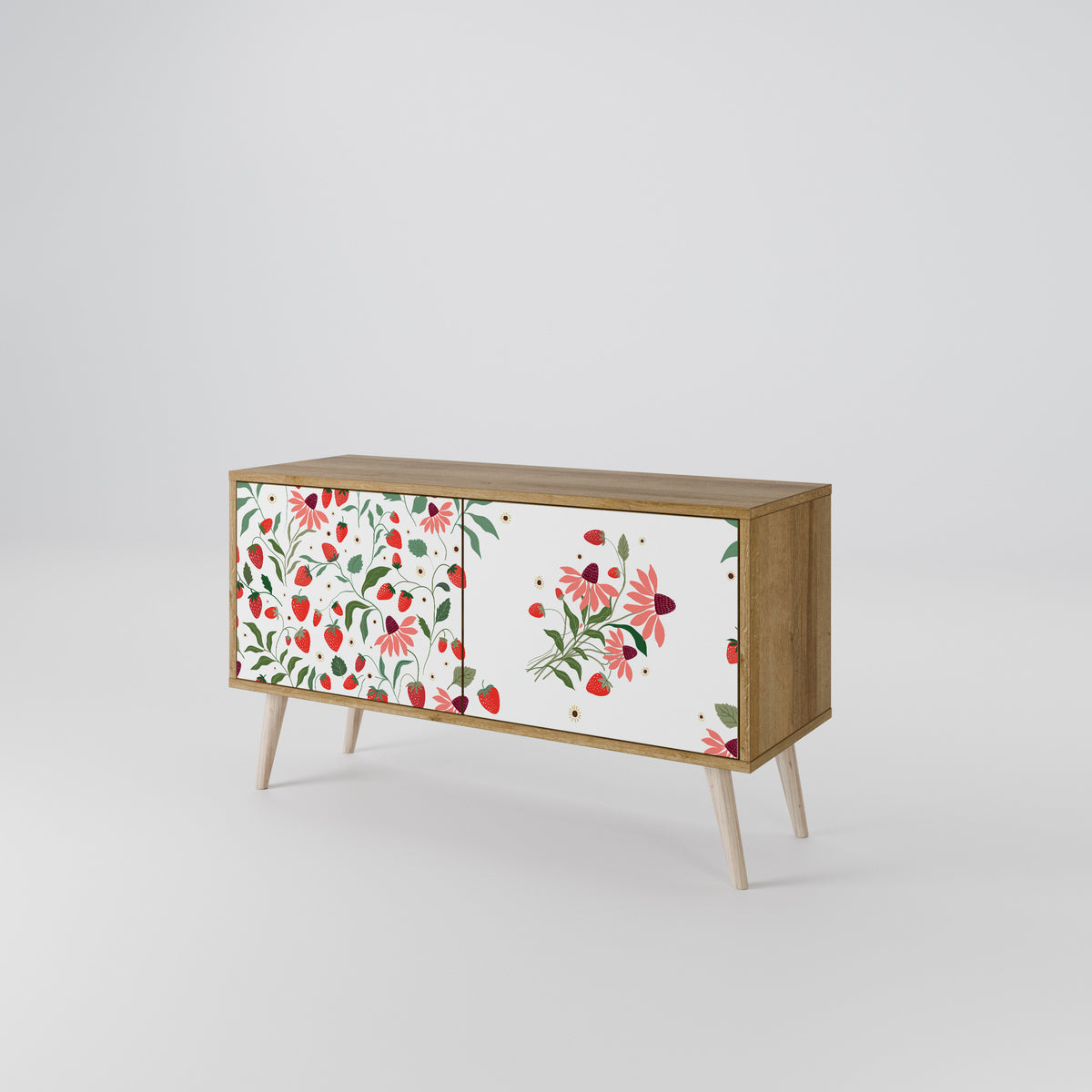 FLOWERS AND STRAWBERRIES Mueble de TV Compacto de 2 puertas