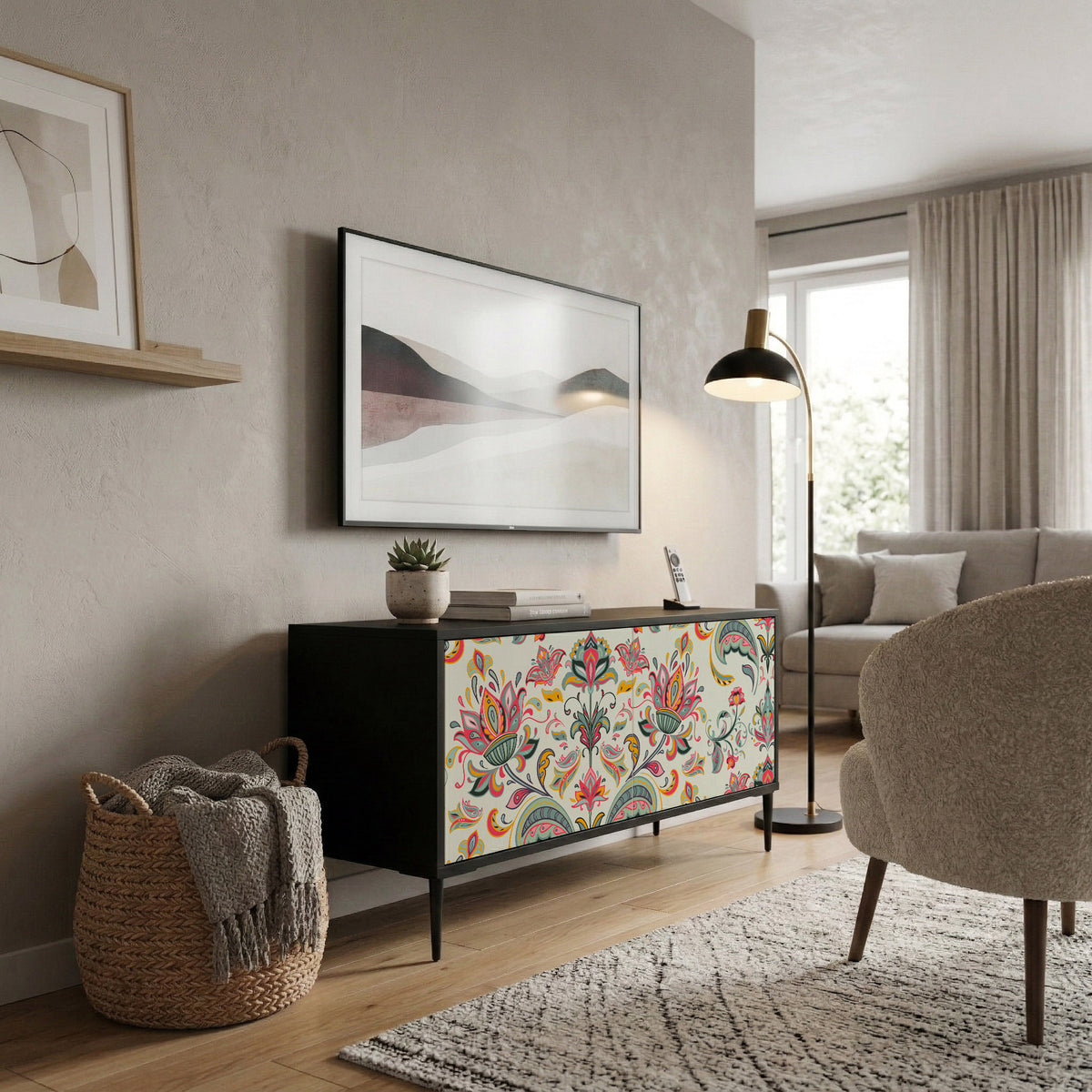 ORGANIC FOLKLORE Mueble de TV Compacto de 2 puertas