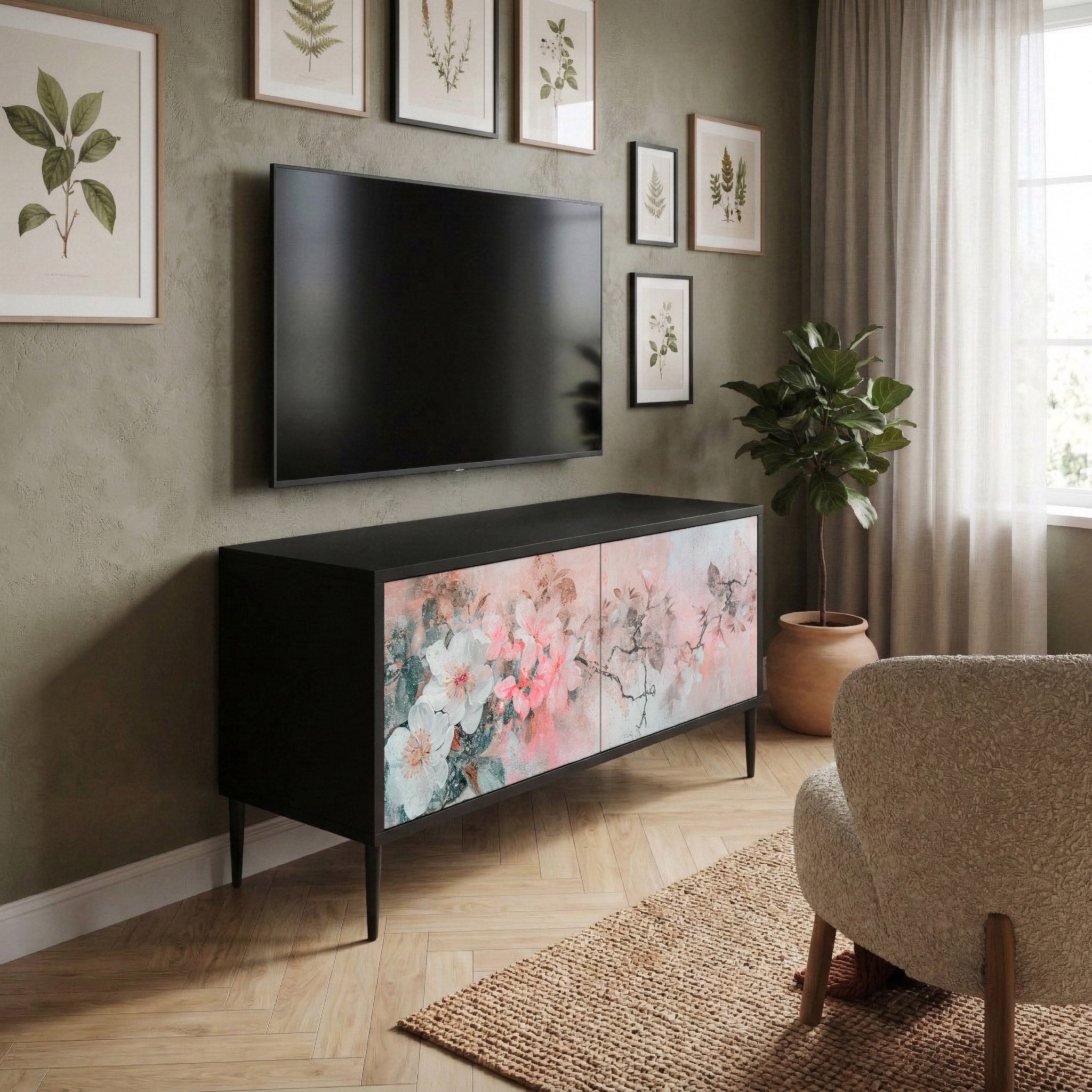 CHERRY BLOSSOM Mueble de TV Compacto de 2 puertas
