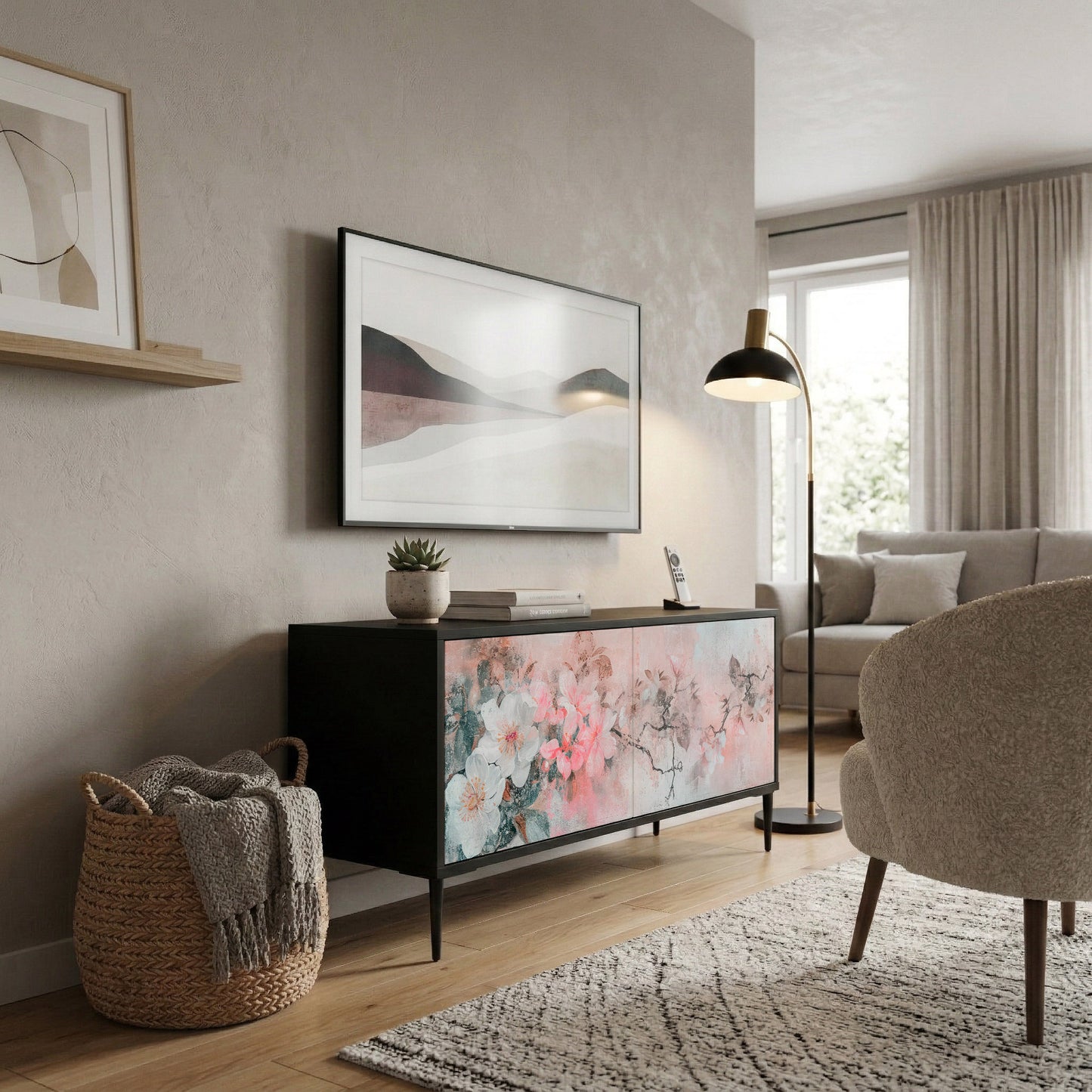 CHERRY BLOSSOM Mueble de TV Compacto de 2 puertas