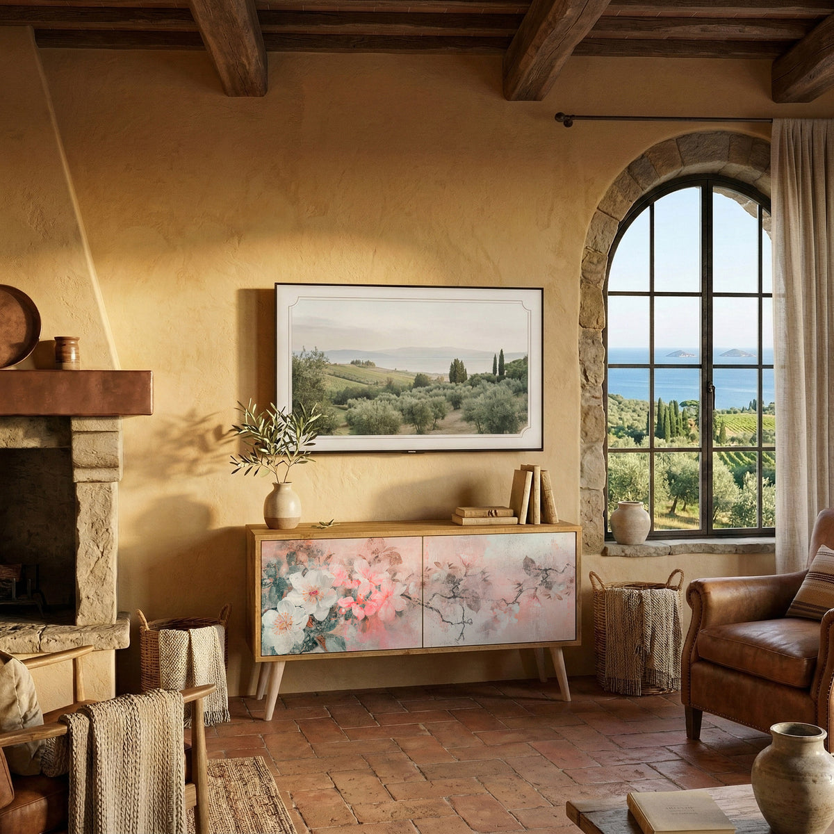 CHERRY BLOSSOM Mueble de TV Compacto de 2 puertas