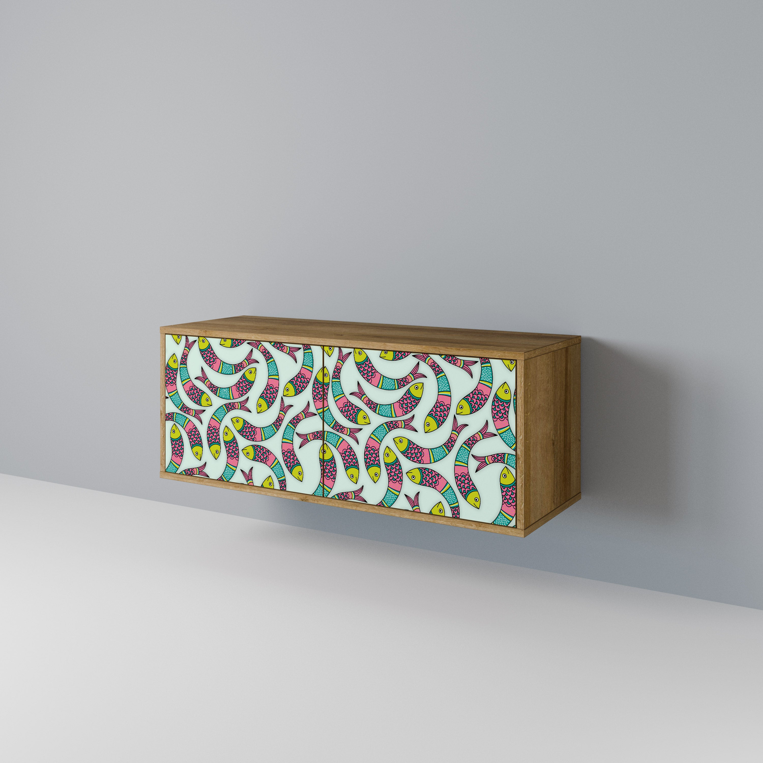 INDIAN FISH Mueble de TV Compacto de 2 puertas