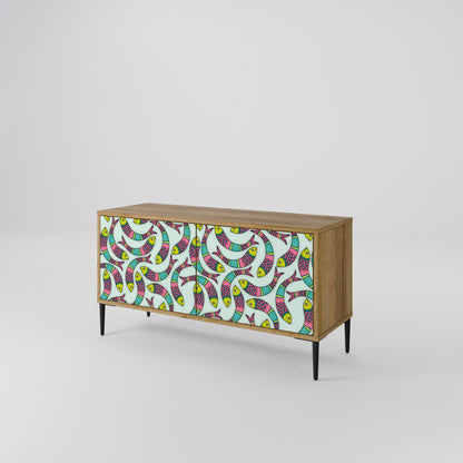 INDIAN FISH Mueble de TV Compacto de 2 puertas