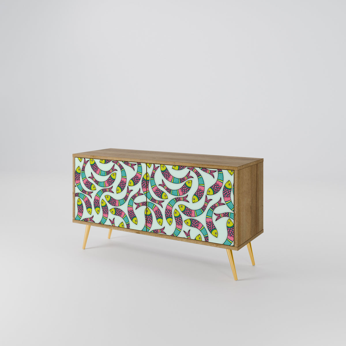INDIAN FISH Mueble de TV Compacto de 2 puertas
