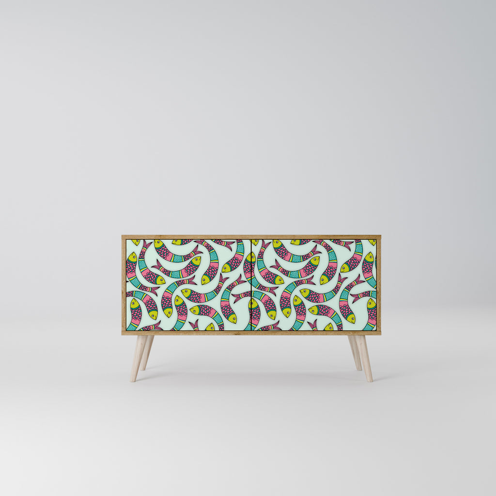 INDIAN FISH Mueble de TV Compacto de 2 puertas