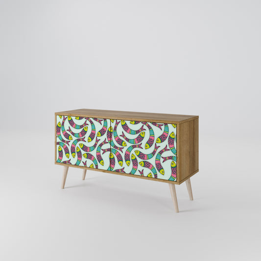 INDIAN FISH Mueble de TV Compacto de 2 puertas