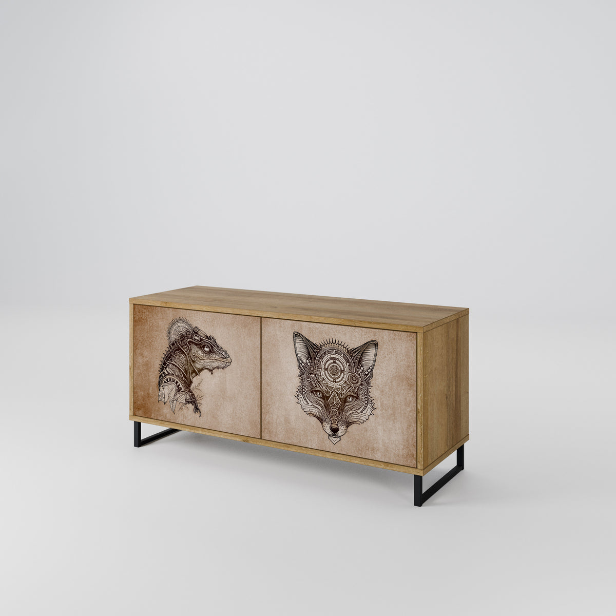 STEAMPUNK CLAN Mueble de TV Compacto de 2 puertas