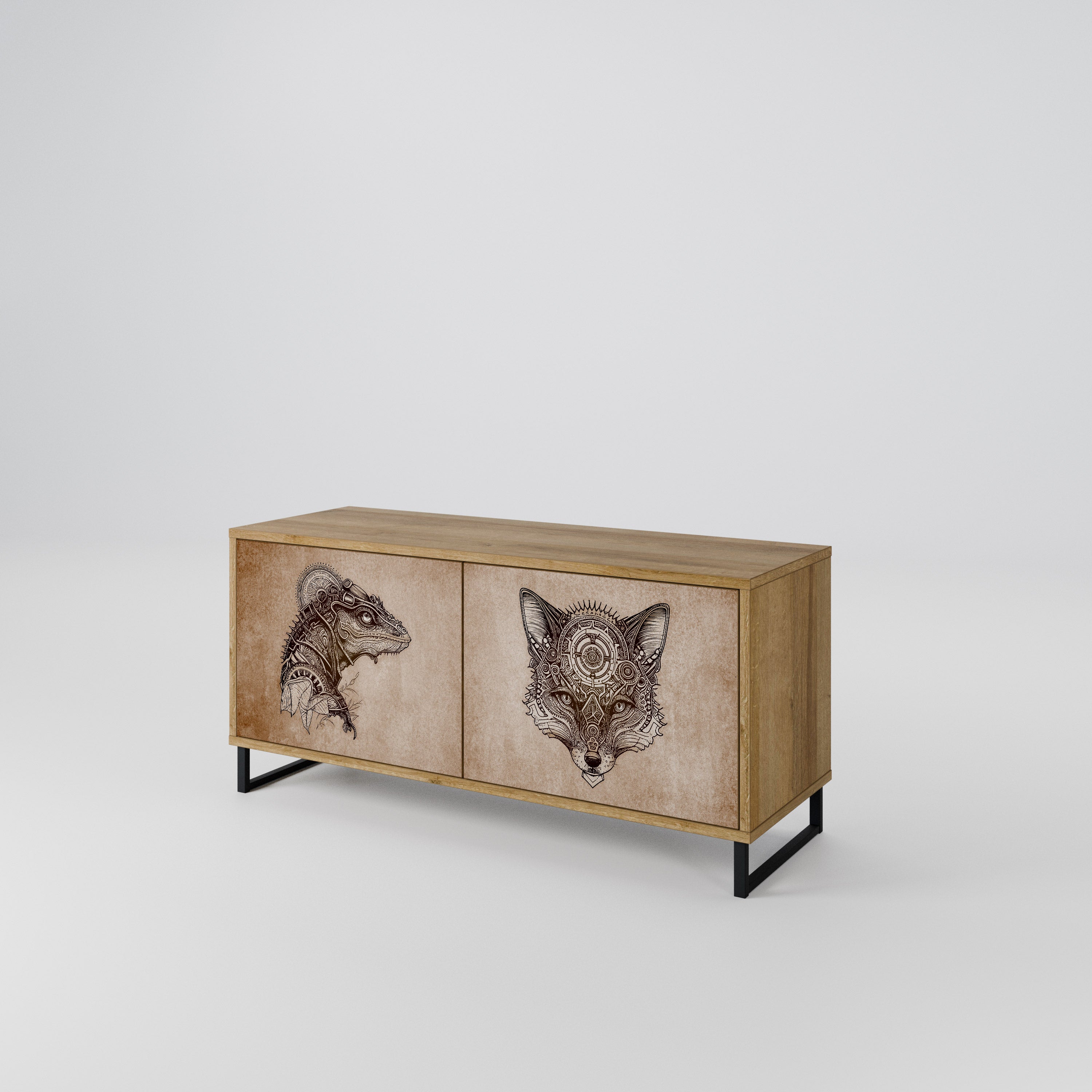 STEAMPUNK CLAN Mueble de TV Compacto de 2 puertas