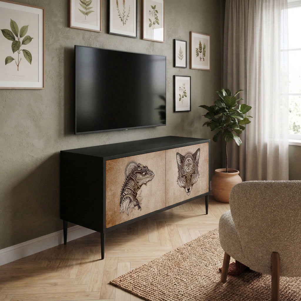 STEAMPUNK CLAN Mueble de TV Compacto de 2 puertas
