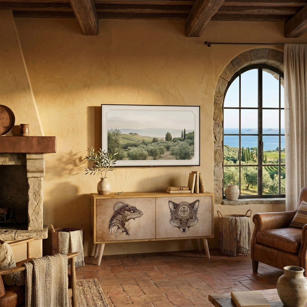 STEAMPUNK CLAN Mueble de TV Compacto de 2 puertas