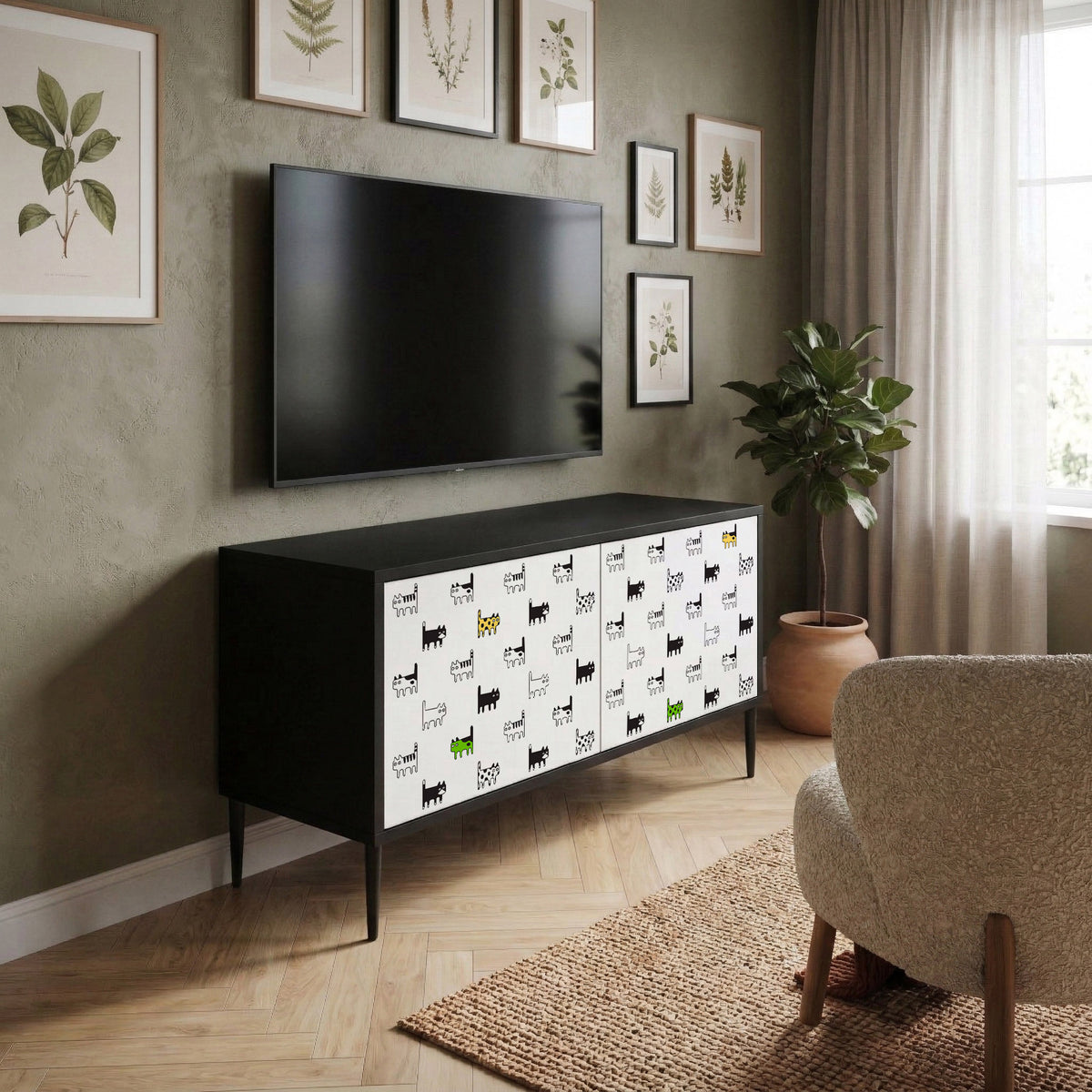 CATS COMPILATION Mueble de TV Compacto de 2 puertas