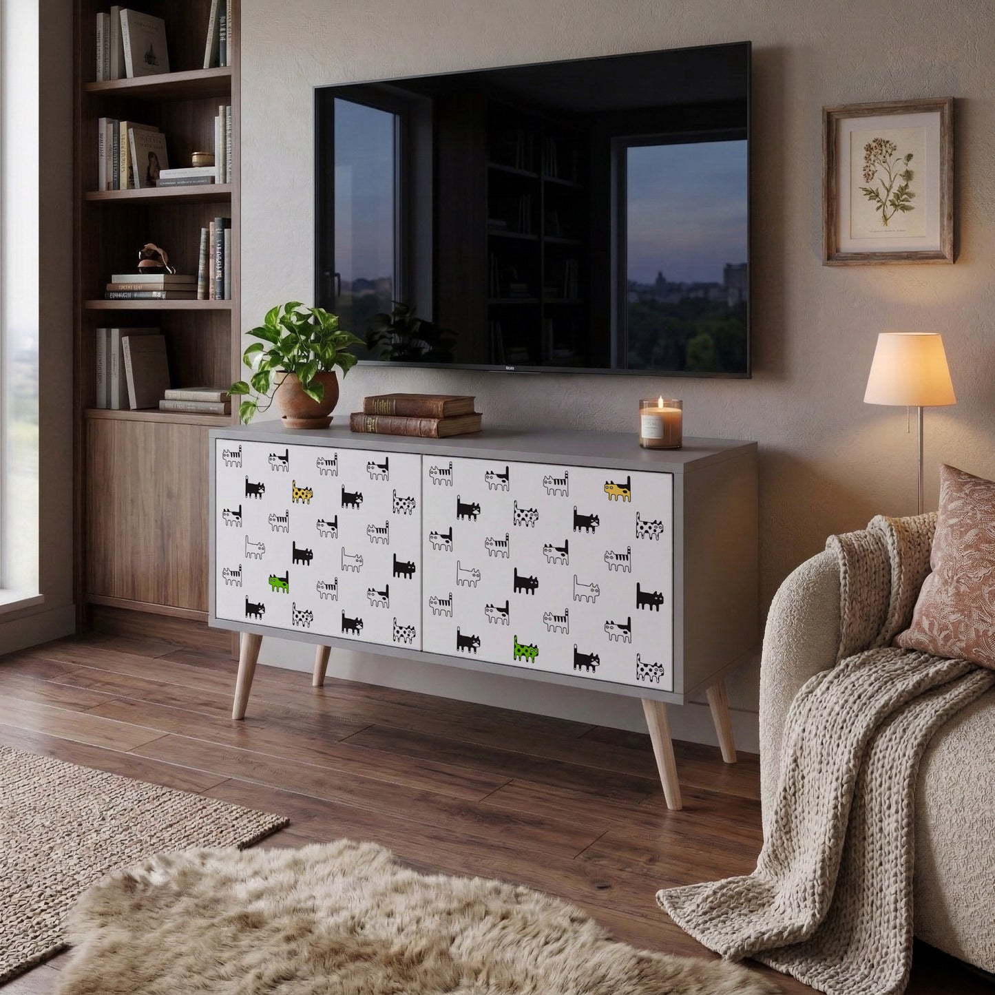 CATS COMPILATION Mueble de TV Compacto de 2 puertas