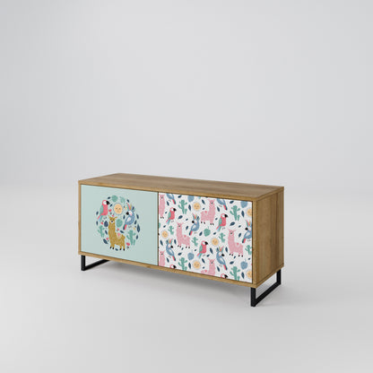COLORFUL ALPACAS Mueble de TV Compacto de 2 puertas