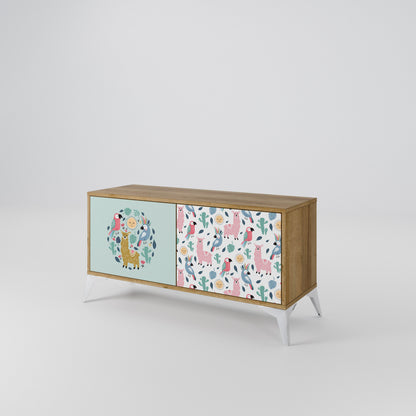 COLORFUL ALPACAS Mueble de TV Compacto de 2 puertas