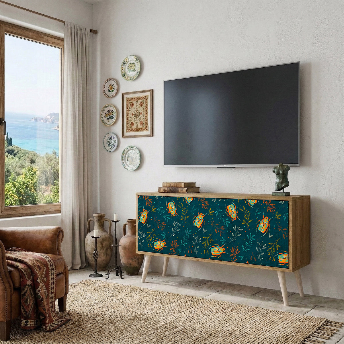 AUTUMN INSECTS Mueble de TV Compacto de 2 puertas