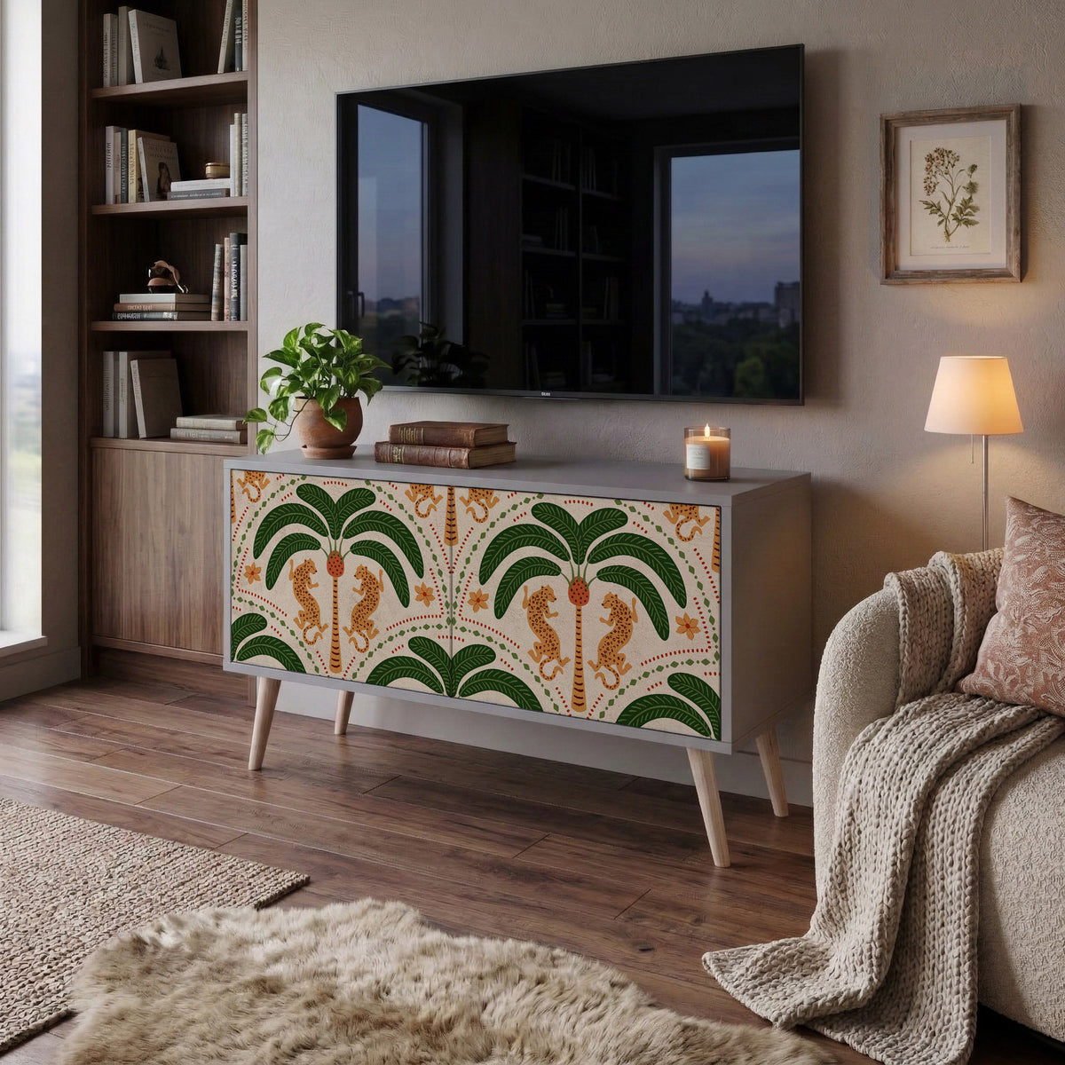 DANCING PREDATORS Mueble de TV Compacto de 2 puertas