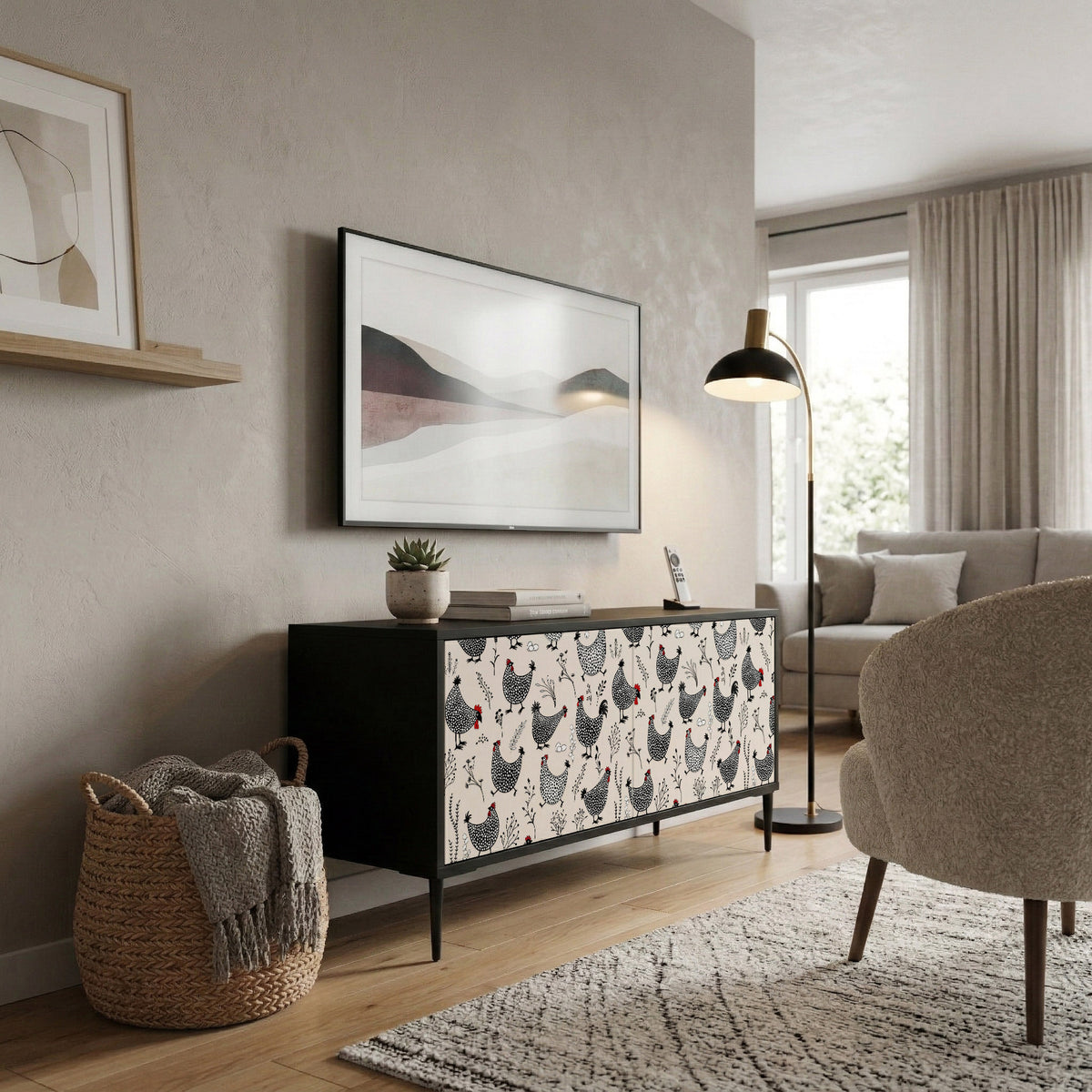 HAPPY HENS Mueble de TV Compacto de 2 puertas