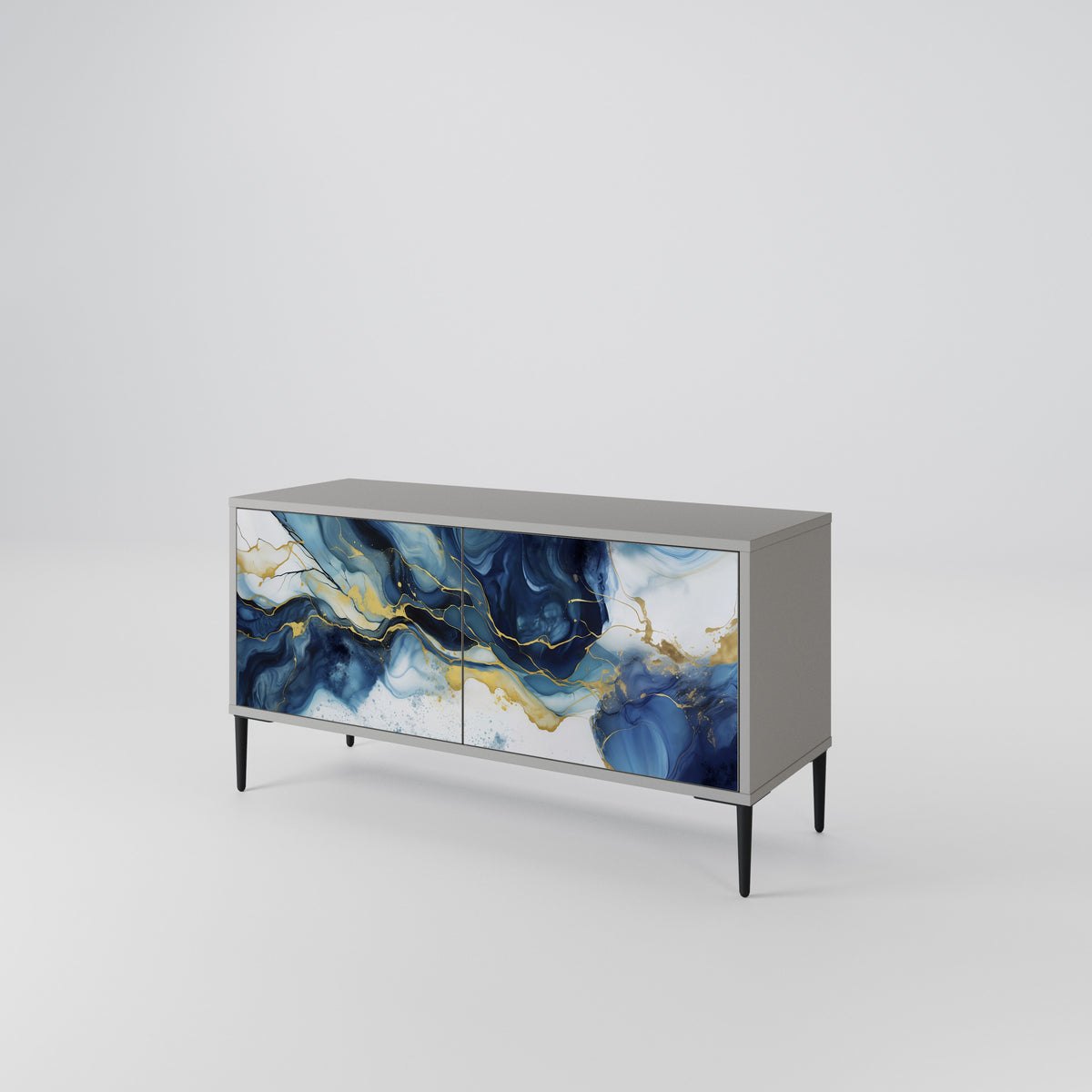 INKY MARBLE Mueble de TV Compacto de 2 puertas