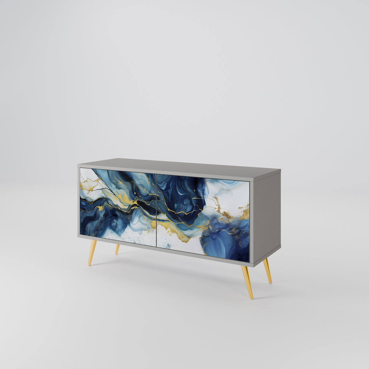 INKY MARBLE Mueble de TV Compacto de 2 puertas