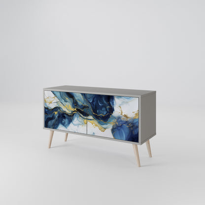 INKY MARBLE Mueble de TV Compacto de 2 puertas