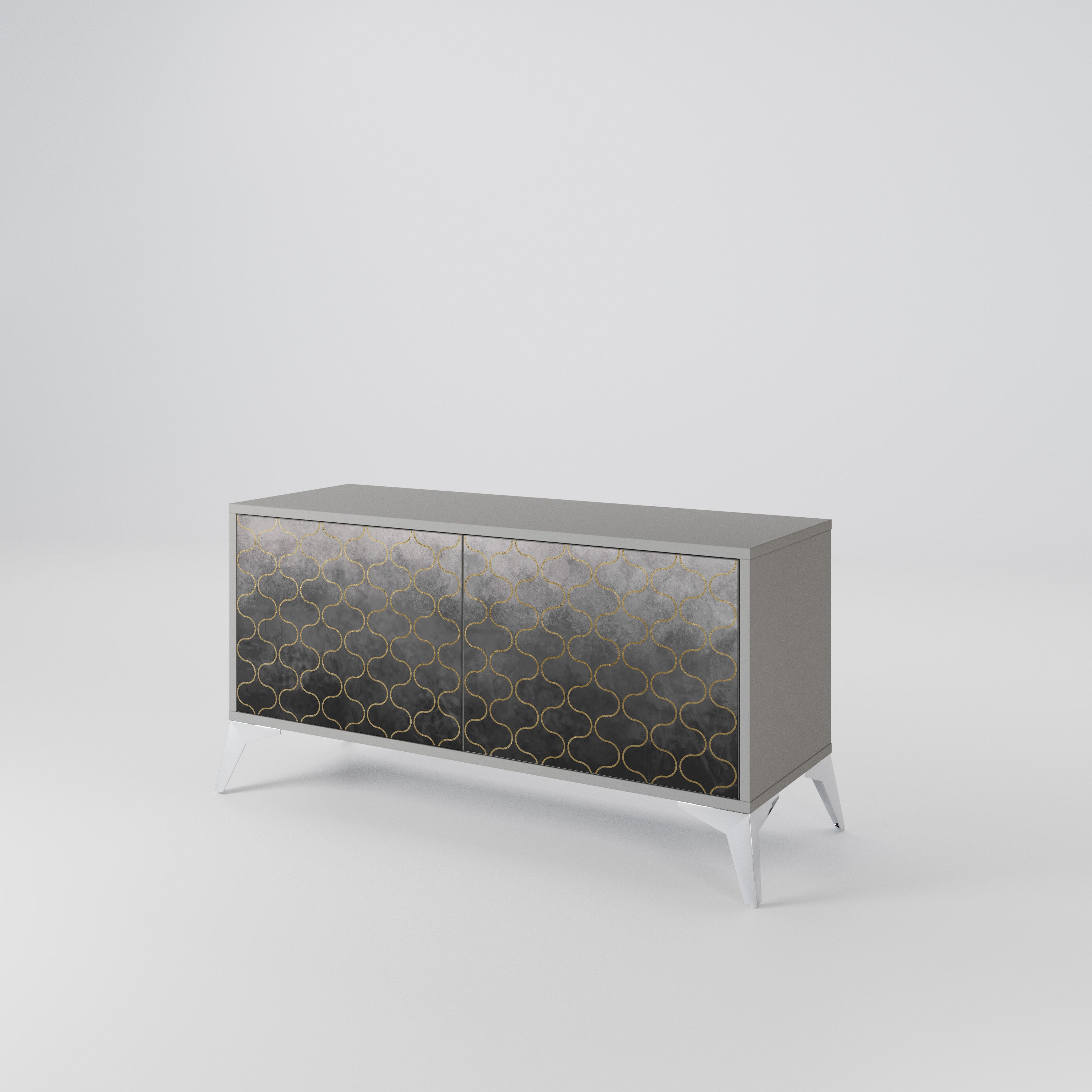 TESSELATED GRAYISH Compact 2-Door TV Cabinet