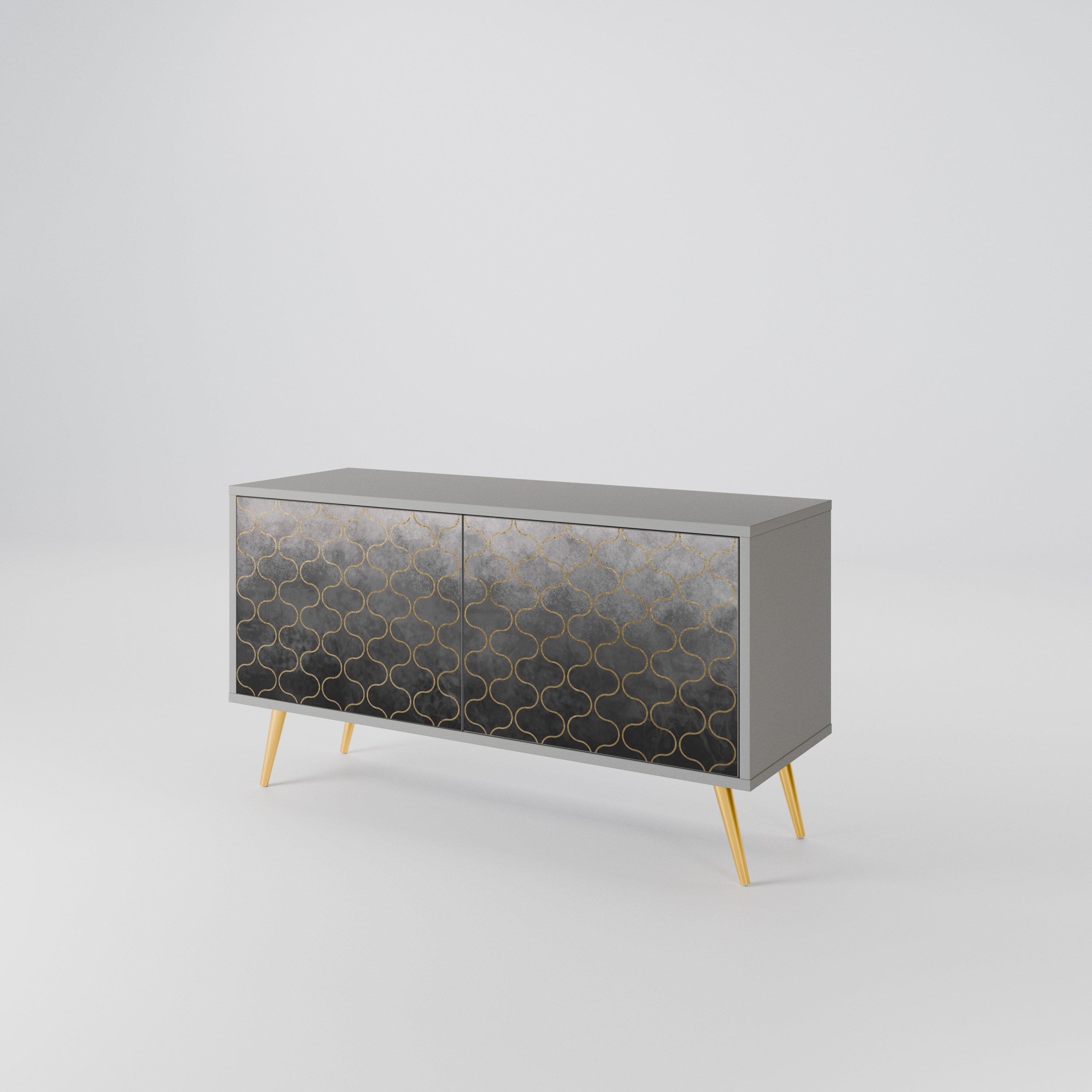 TESSELATED GRAYISH Compact 2-Door TV Cabinet