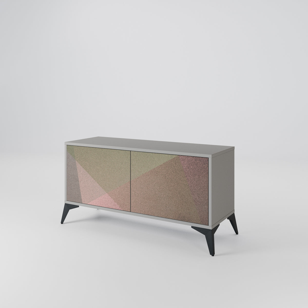 BEIGE GEOMETRY Mueble de TV Compacto de 2 puertas