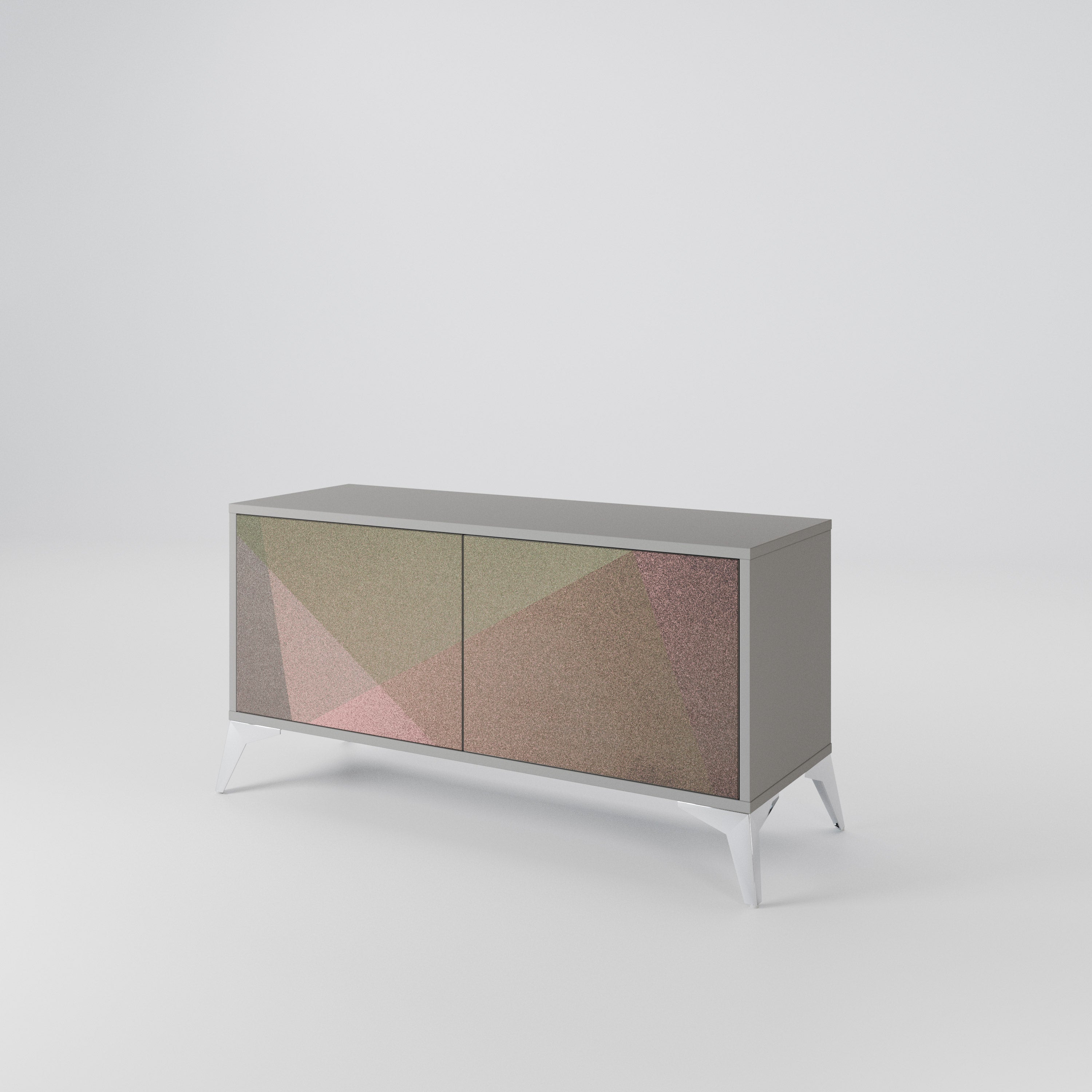 BEIGE GEOMETRY Compact 2-Door TV Cabinet