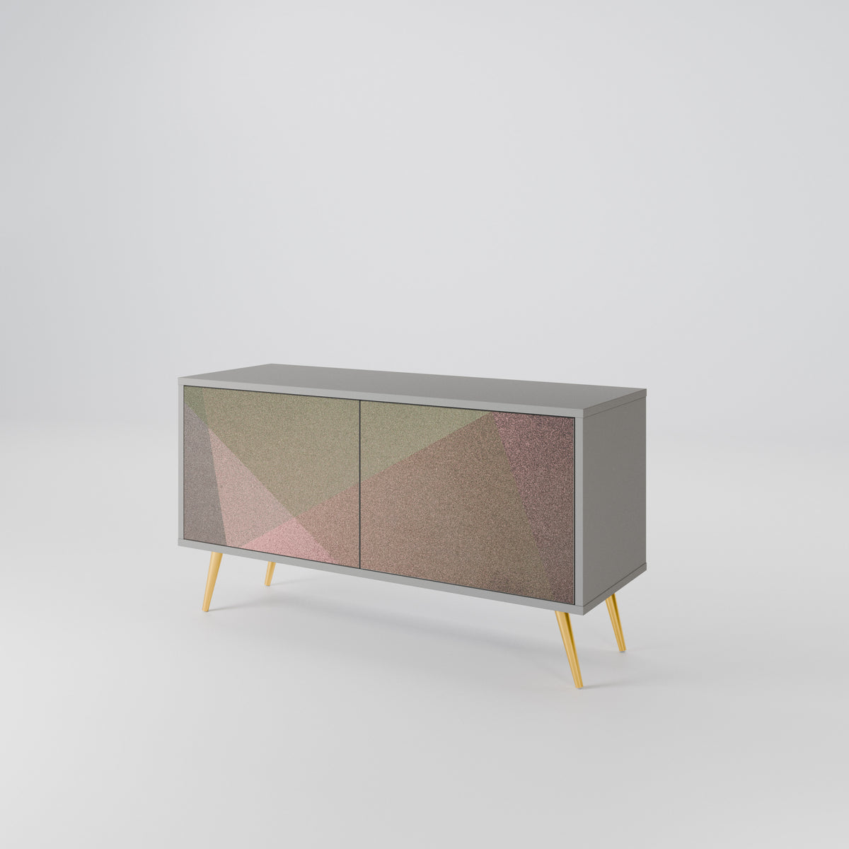 BEIGE GEOMETRY Mueble de TV Compacto de 2 puertas