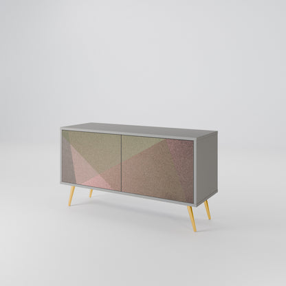 BEIGE GEOMETRY Mueble de TV Compacto de 2 puertas