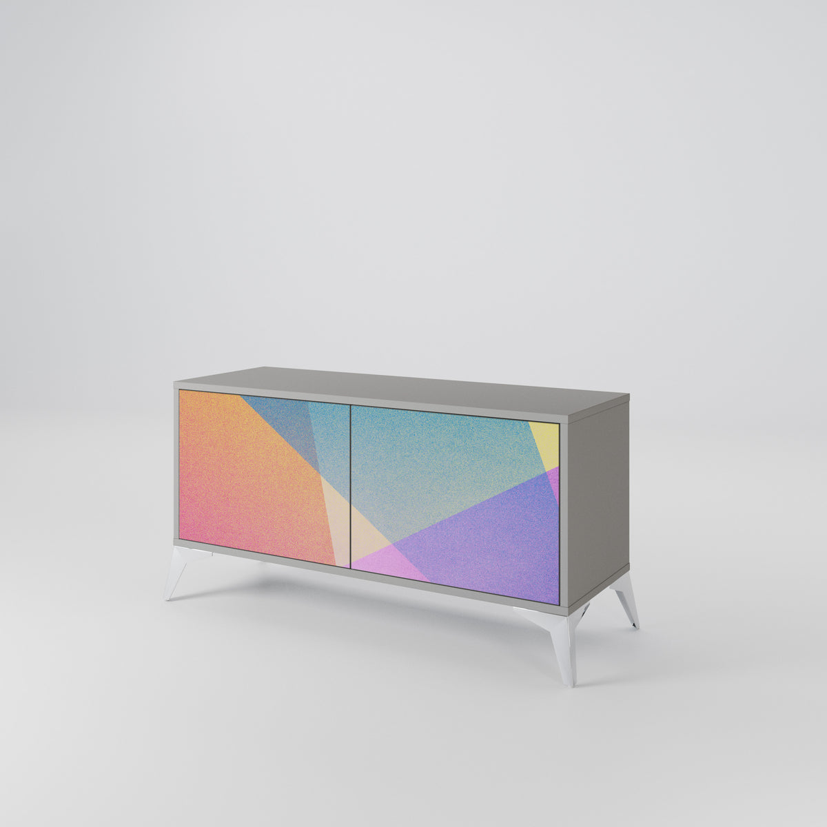 BRIGHT GEOMETRY Mueble de TV Compacto de 2 puertas