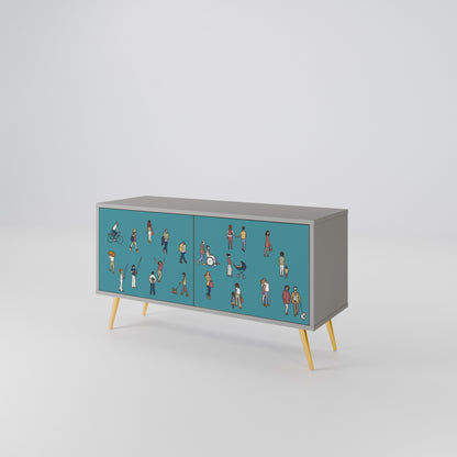 COLLECTIVE STREAM Mueble de TV Compacto de 2 puertas