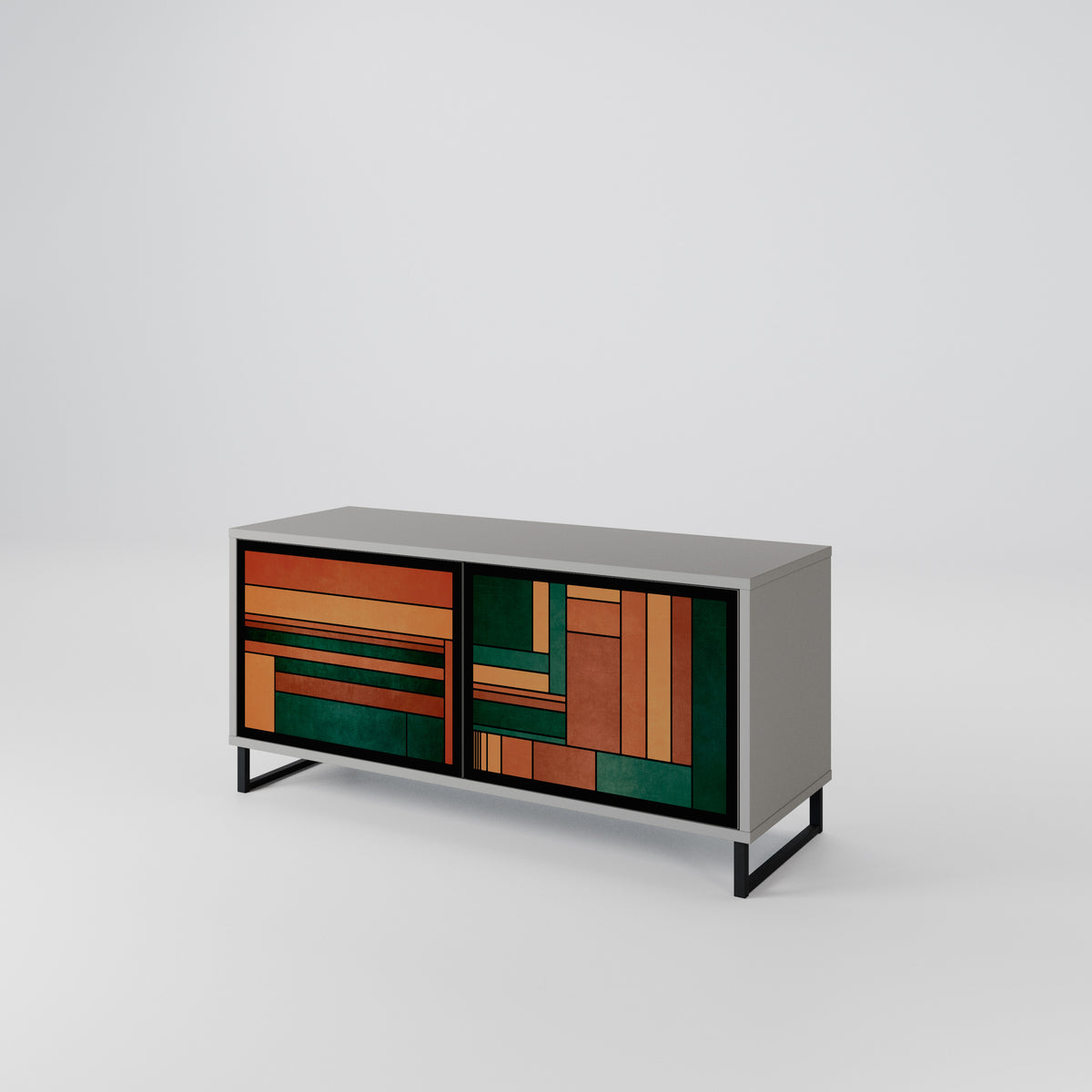 EARTHY FIGURES Mueble de TV Compacto de 2 puertas