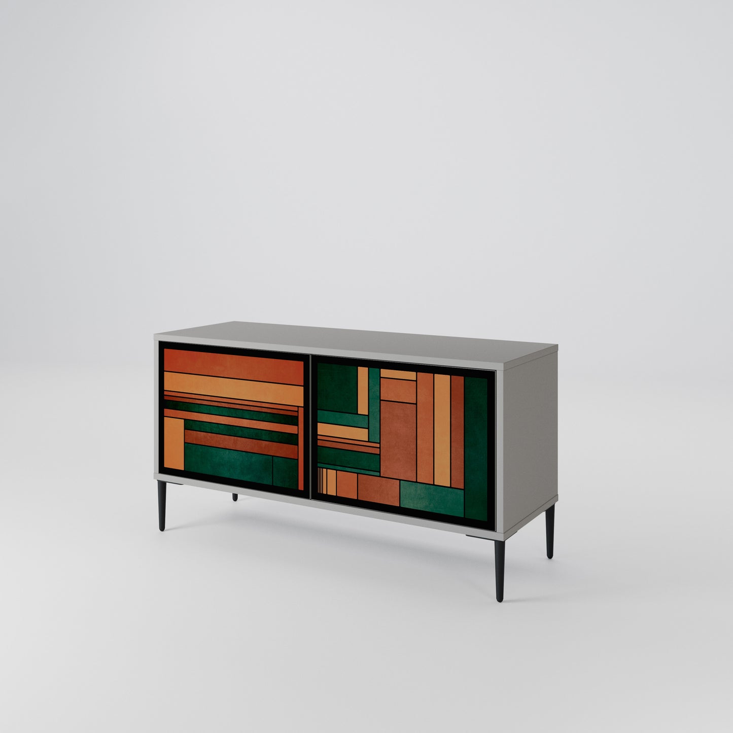 EARTHY FIGURES Mueble de TV Compacto de 2 puertas