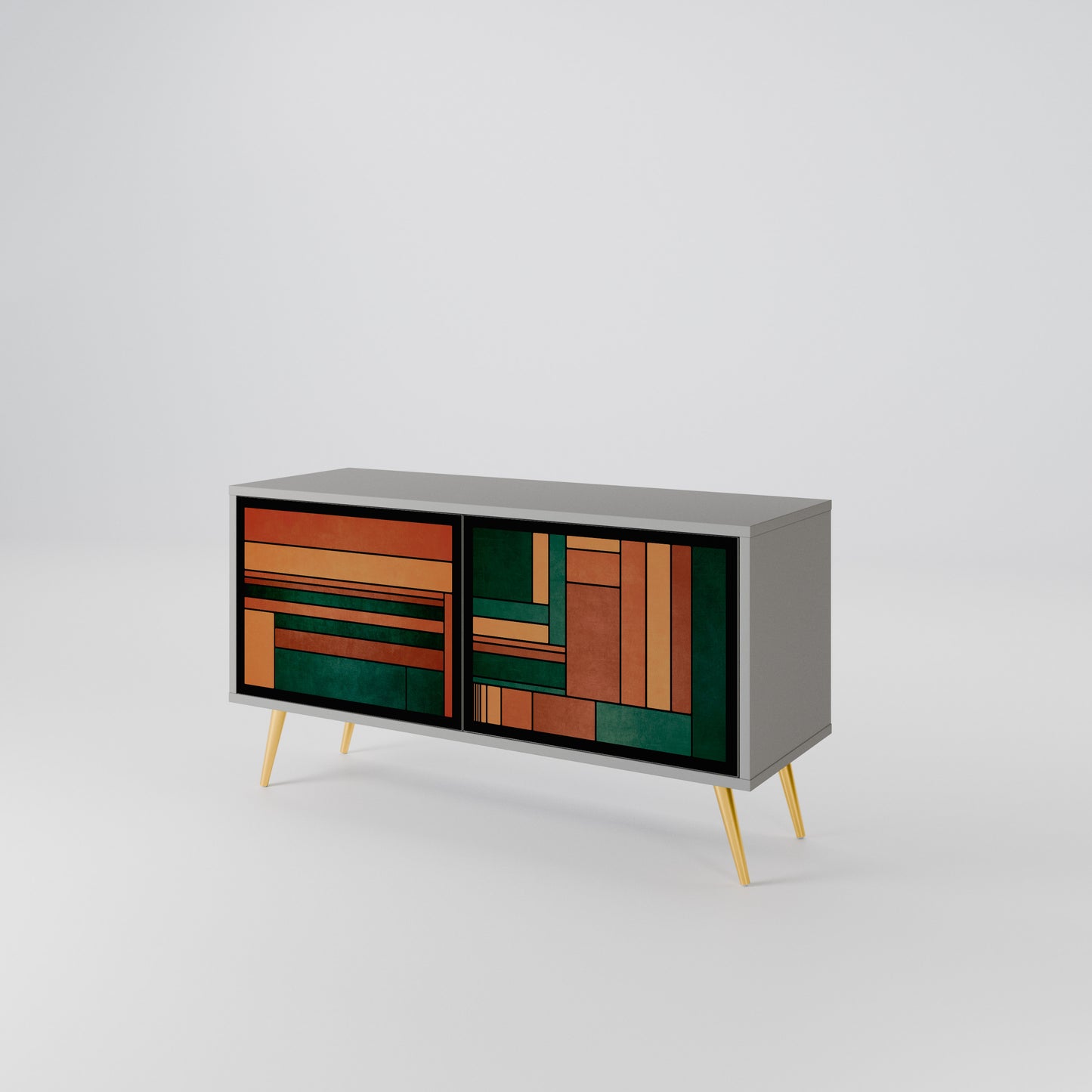 EARTHY FIGURES Mueble de TV Compacto de 2 puertas