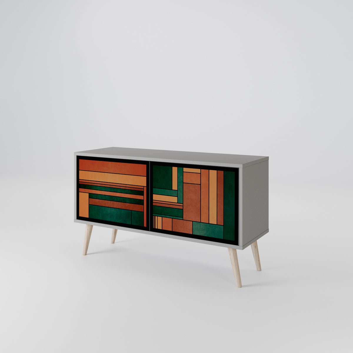 EARTHY FIGURES Mueble de TV Compacto de 2 puertas