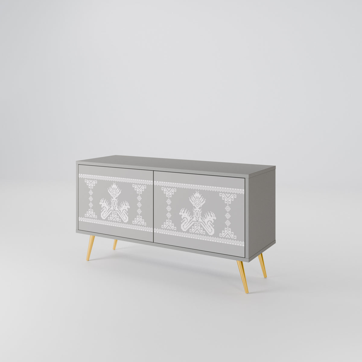 THAI GRAY Mueble de TV Compacto de 2 puertas